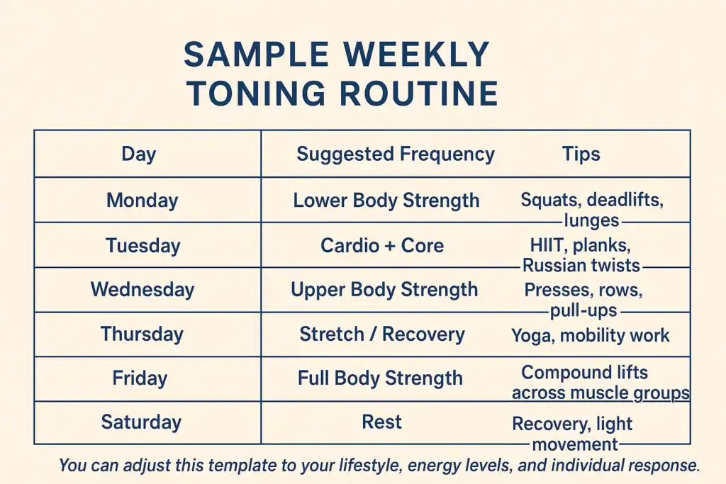 Achieving the Perfect Tone: How Often Should You Exercise for Results? 4 Weekly exercise Rowley Regis plan graphic