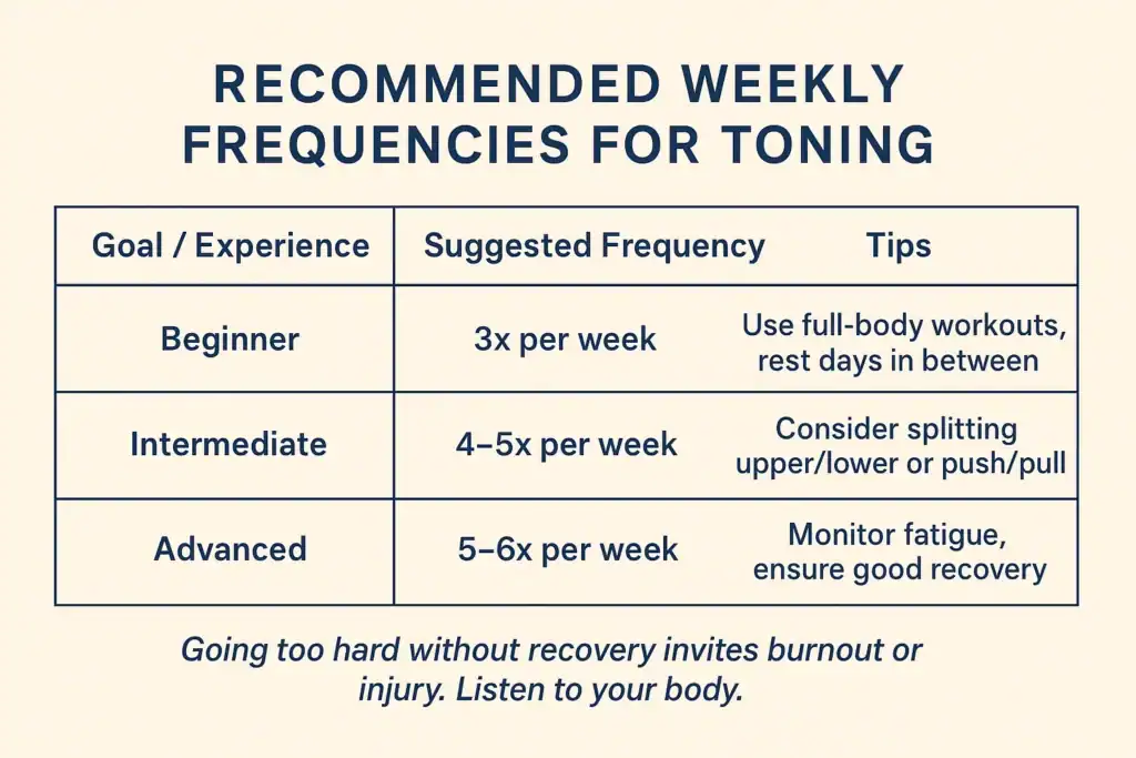 Achieving the Perfect Tone: How Often Should You Exercise for Results? 2 Graphic to show how often you should do exercise to help with toning Rowley Regis